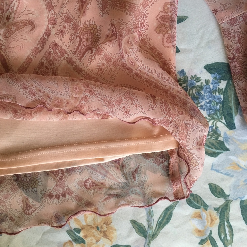 Pink Flowy Chiffon Studio Y Top with Bell Sleeves - Picture 8 of 8
